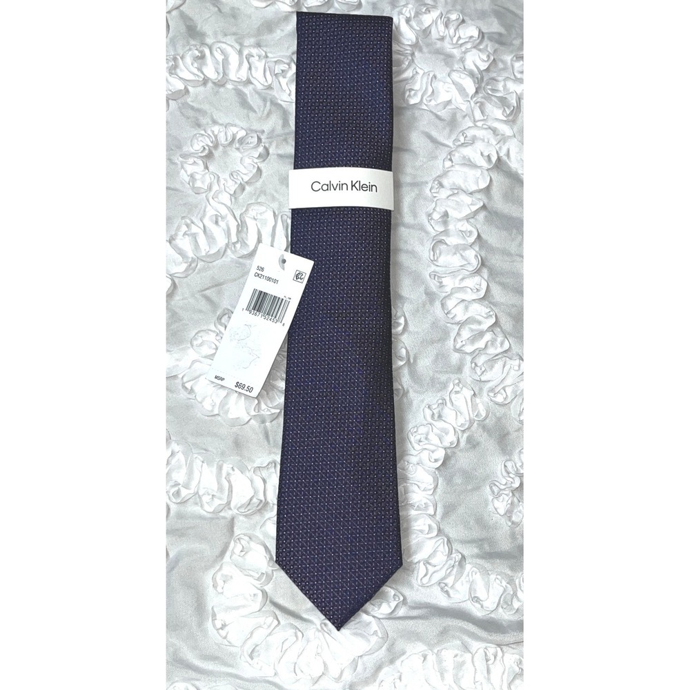 Calvin‎ Klein Mens Purpe/Blue Micro dot Tie Blend Formal Dress NWT  MSRP $69.50 - Picture 2 of 8